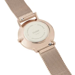CLUSE Montre Minuit Blanc cadran doré rose fond blanc bracelet acier doré rose Clearance