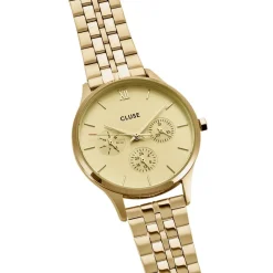 CLUSE Montre Minuit Multifonction Doré cadran doré fond doré bracelet acier doré