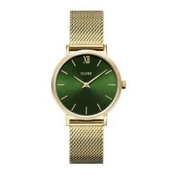 CLUSE Montre Minuit Vert cadran doré fond vert bracelet acier doré Online