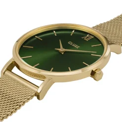 CLUSE Montre Minuit Vert cadran doré fond vert bracelet acier doré Online