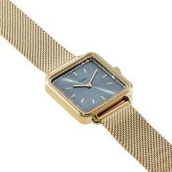 CLUSE Montre Tetragone Bleu cadran doré fond bleu bracelet acier doré Sale