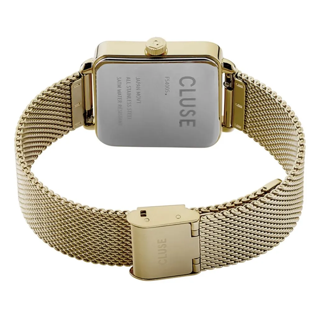 CLUSE Montre Tetragone Bleu cadran doré fond bleu bracelet acier doré Sale