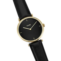 CLUSE Montre Triomphe Noir cadran doré fond noir bracelet cuir de vache noir Sale