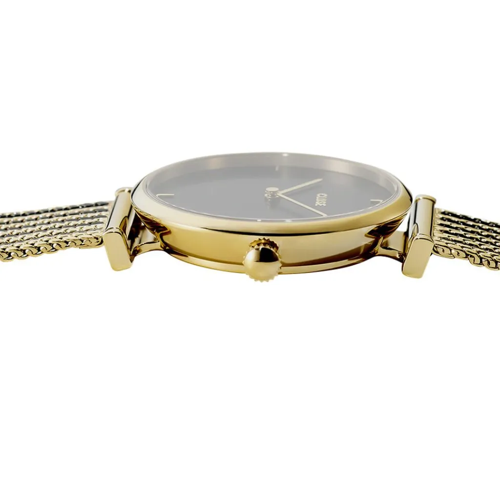 CLUSE Montre Triomphe Noir cadran doré fond noir bracelet acier bicolore Clearance
