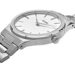 CLUSE Montre Vigoureux Blanc cadran argenté fond blanc bracelet acier argenté Clearance