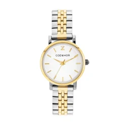 CODHOR Montre Alix Blanc cadran bicolore doré / blanc fond blanc bracelet acier bicolore Clearance