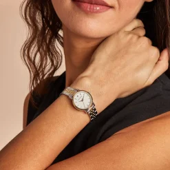 CODHOR Montre Alix Blanc cadran bicolore doré / blanc fond blanc bracelet acier bicolore Clearance