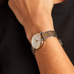 CODHOR Montre Alix Blanc cadran bicolore doré / blanc fond blanc bracelet acier bicolore Clearance