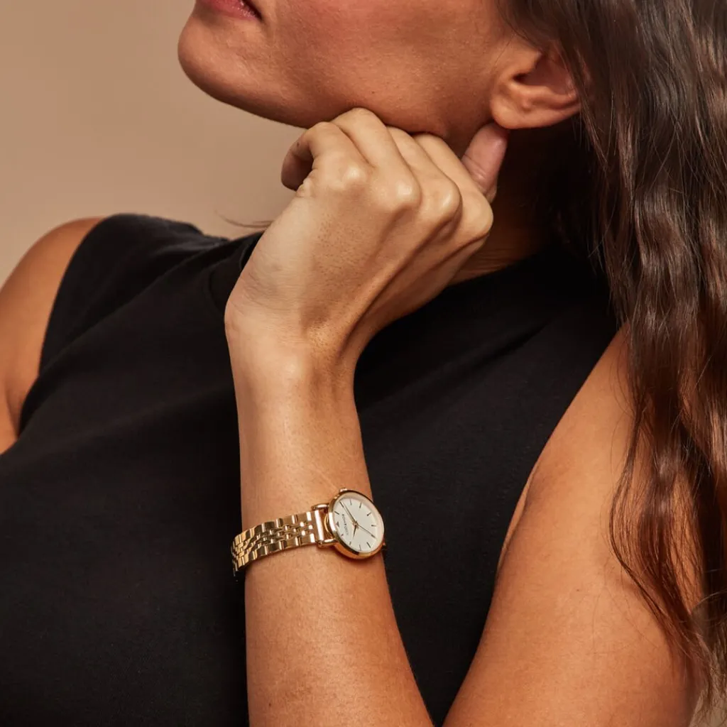 CODHOR Montre Alix Blanc cadran doré fond blanc bracelet acier doré Outlet