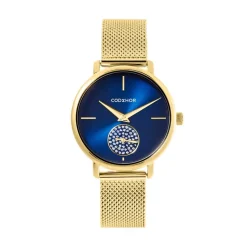 CODHOR Montre Amele Bleu cadran doré fond bleu bracelet acier doré Hot