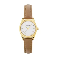 CODHOR Montre Anais Argenté cadran doré fond argenté bracelet synthétique marron Online