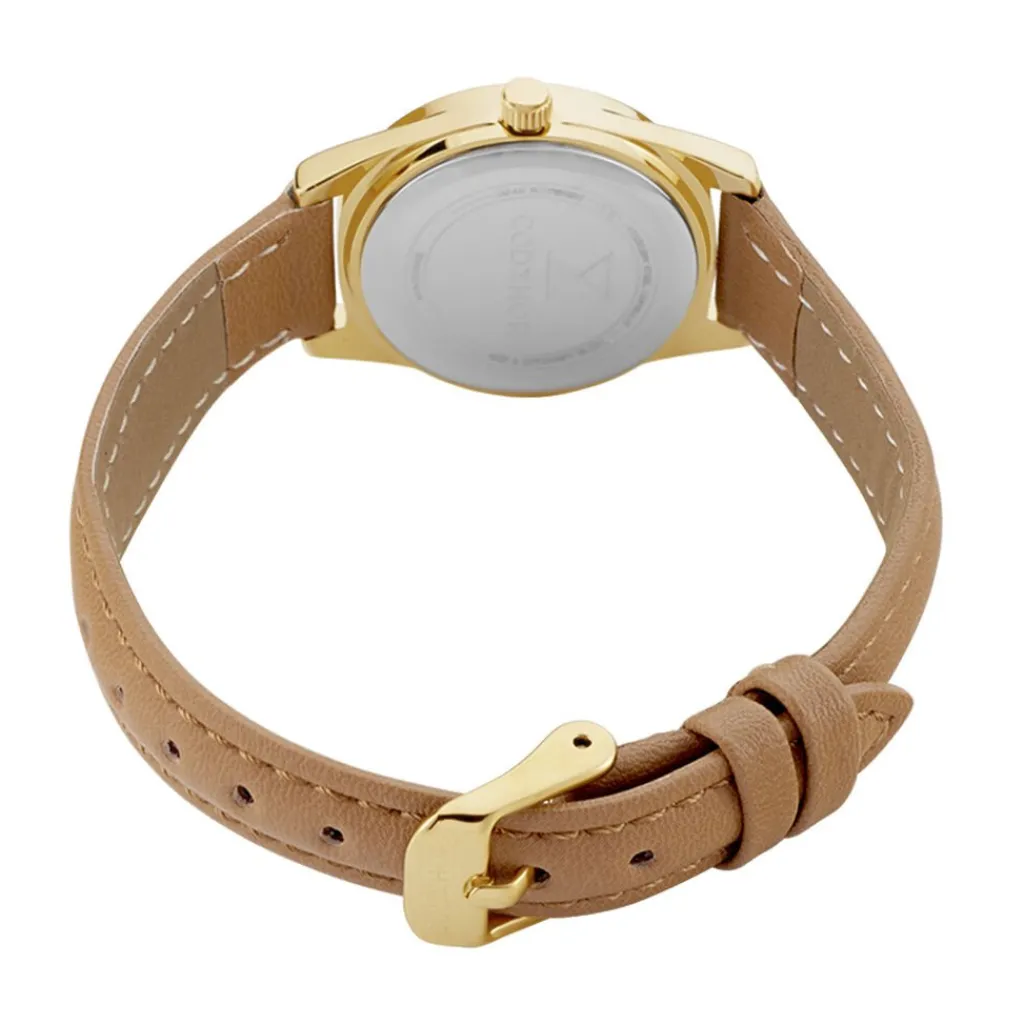CODHOR Montre Anais Argenté cadran doré fond argenté bracelet synthétique marron Online
