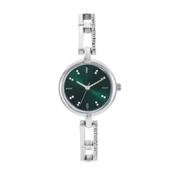 CODHOR Montre Andrea Vert cadran argenté fond vert bracelet alliage argenté Clearance