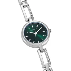 CODHOR Montre Andrea Vert cadran argenté fond vert bracelet alliage argenté Clearance