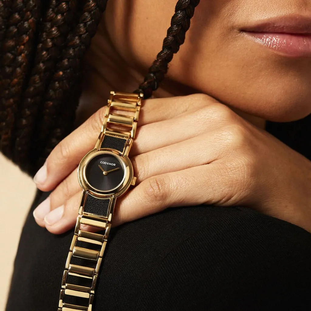 CODHOR Montre Andree Noir cadran doré fond noir bracelet alliage doré Clearance
