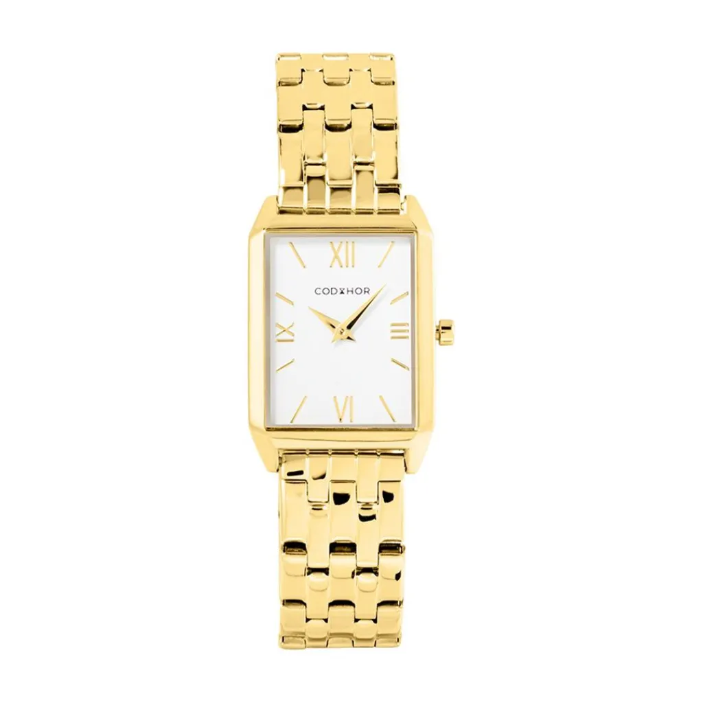 CODHOR Montre Arianne Blanc cadran doré fond blanc bracelet acier doré Sale