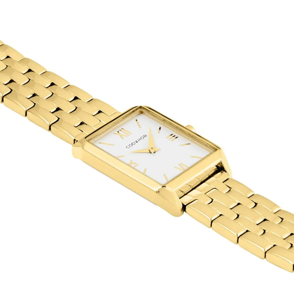 CODHOR Montre Arianne Blanc cadran doré fond blanc bracelet acier doré Sale