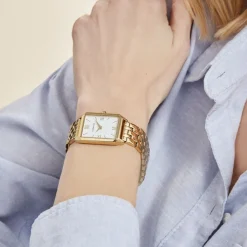 CODHOR Montre Arianne Blanc cadran doré fond blanc bracelet acier doré Sale