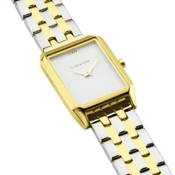 CODHOR Montre Arianne Blanc cadran doré fond blanc bracelet acier bicolore