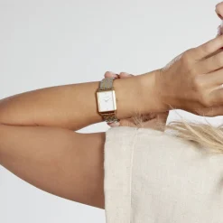 CODHOR Montre Arianne Blanc cadran doré fond blanc bracelet acier bicolore