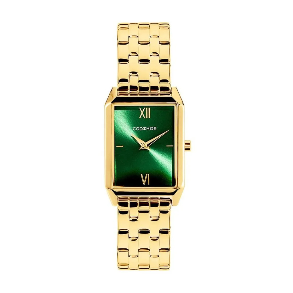 CODHOR Montre Arianne Vert cadran doré fond vert bracelet acier doré Outlet