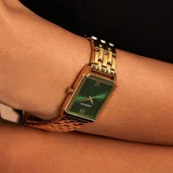 CODHOR Montre Arianne Vert cadran doré fond vert bracelet acier doré Outlet