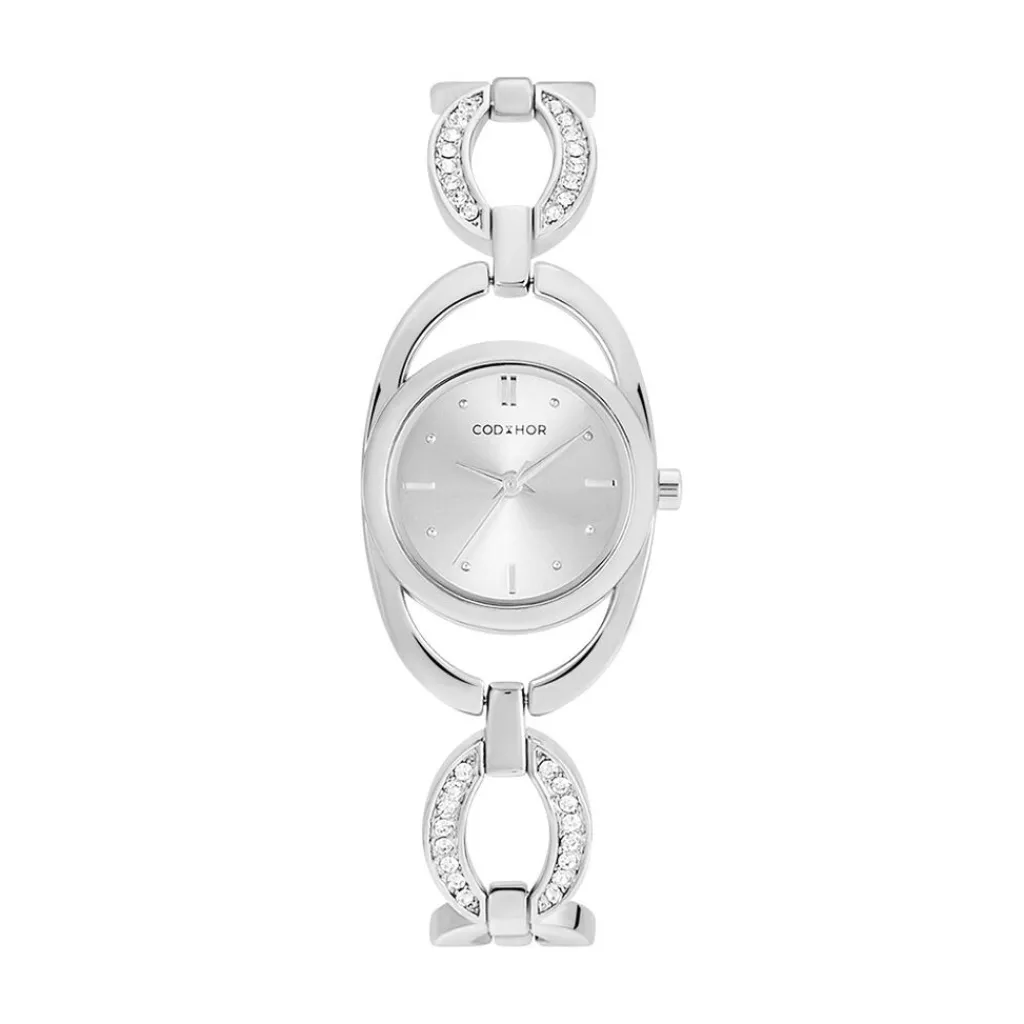 CODHOR Montre Berne Argent cadran argenté fond argenté bracelet alliage argenté New