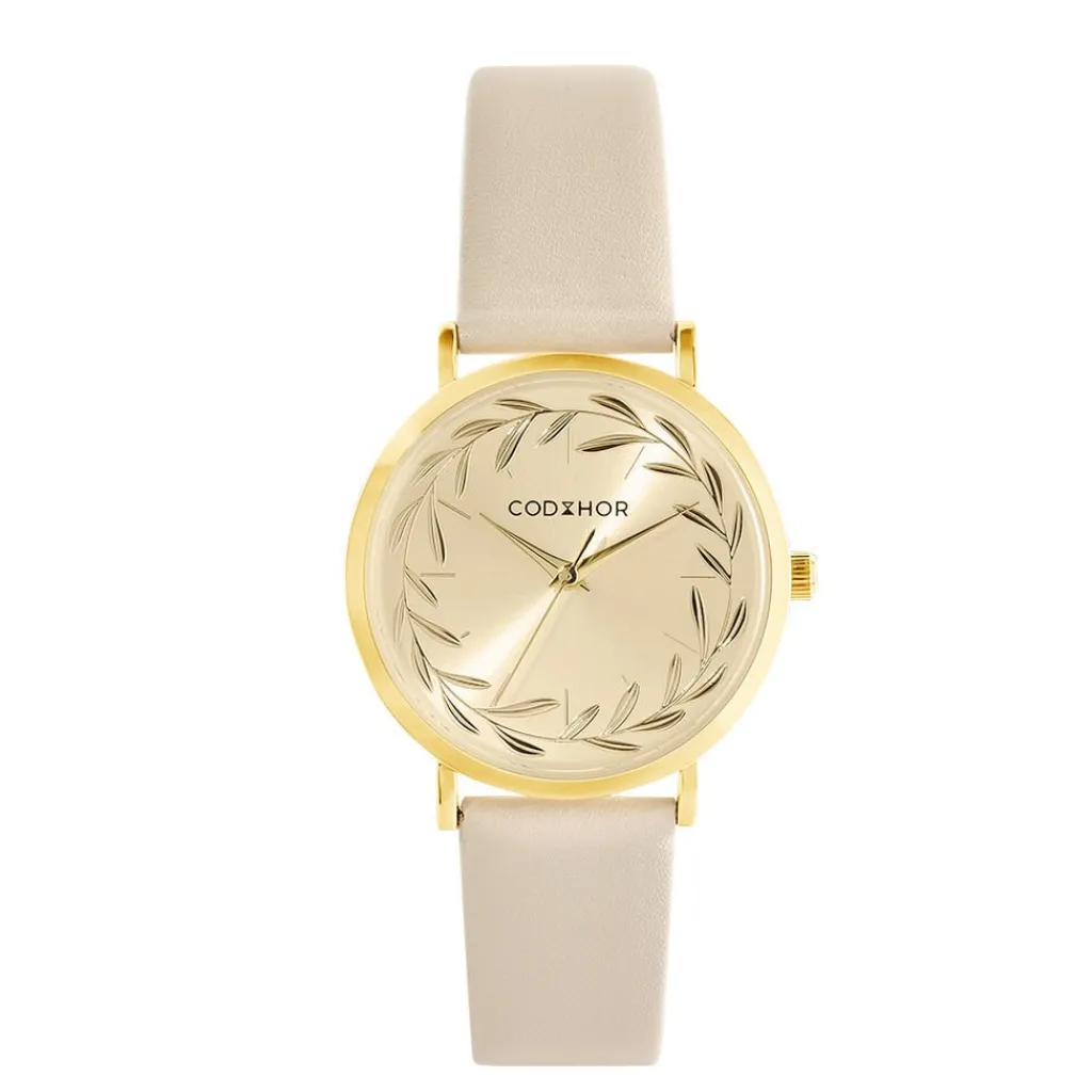 CODHOR Montre Camille 3 Doré cadran doré fond doré bracelet synthétique crème Best
