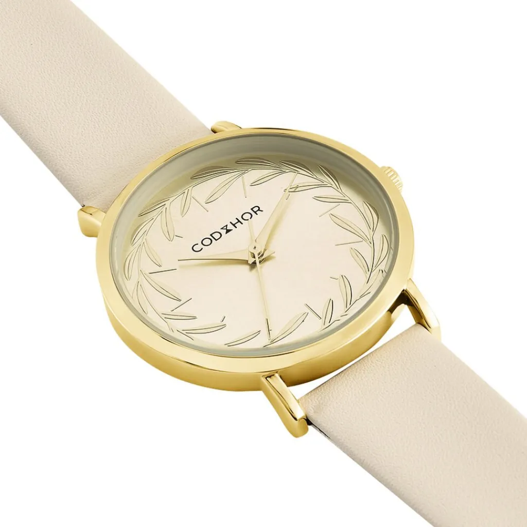 CODHOR Montre Camille 3 Doré cadran doré fond doré bracelet synthétique crème Best