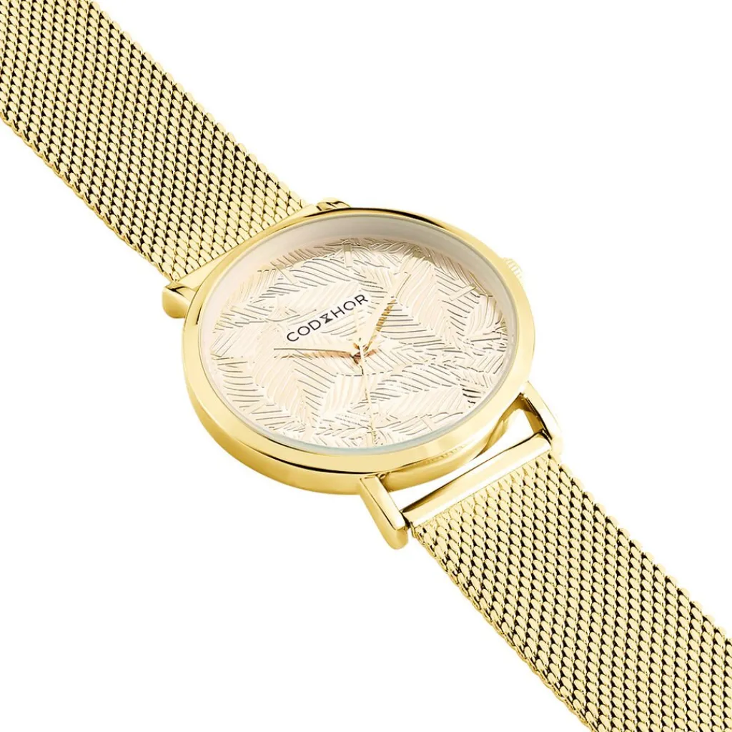 CODHOR Montre Camille 3 Rose cadran doré fond rose bracelet acier doré Online