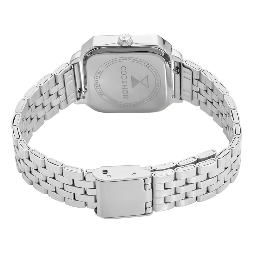 CODHOR Montre Carla Vert cadran argenté fond vert bracelet acier argenté Discount