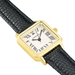 CODHOR Montre Carmelle Blanc cadran doré fond blanc bracelet synthétique noir Online