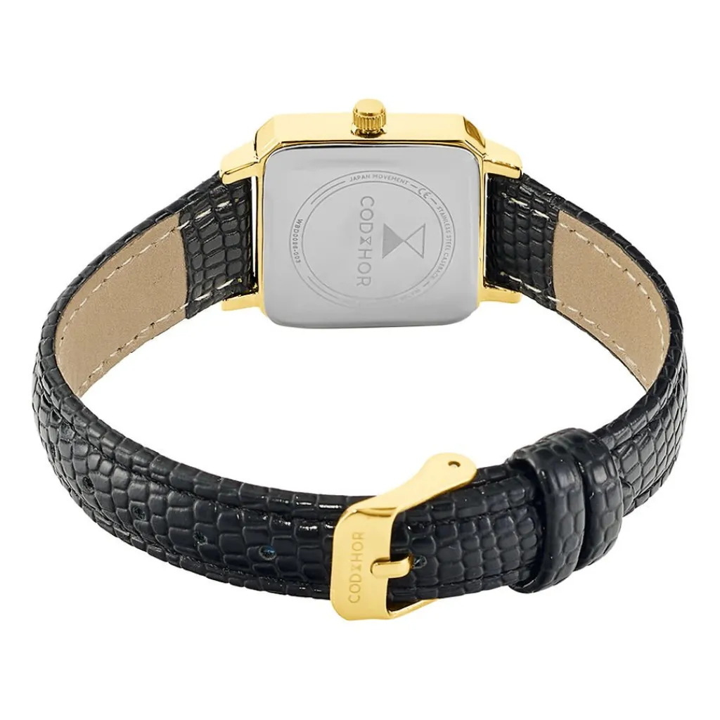 CODHOR Montre Carmelle Blanc cadran doré fond blanc bracelet synthétique noir Online