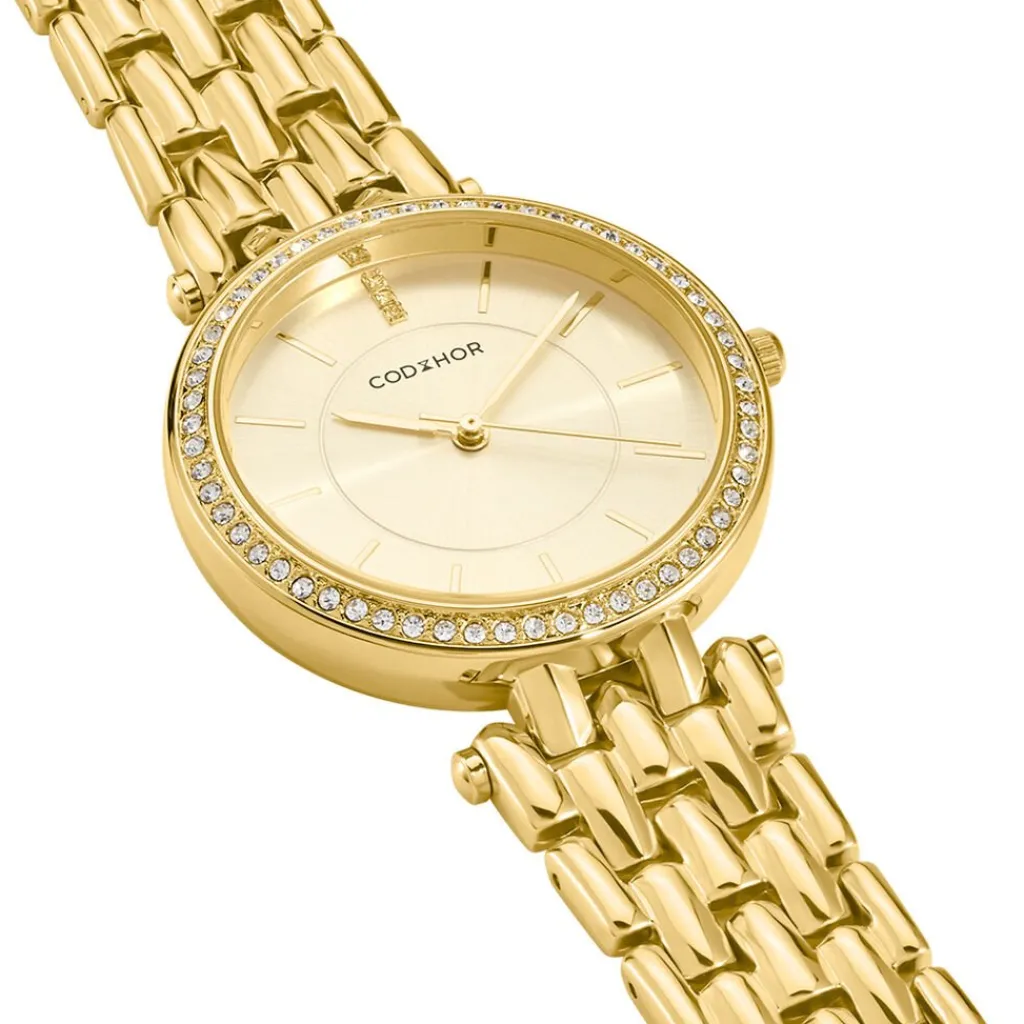 CODHOR Montre Celinia Doré cadran doré fond champagne bracelet alliage doré Discount