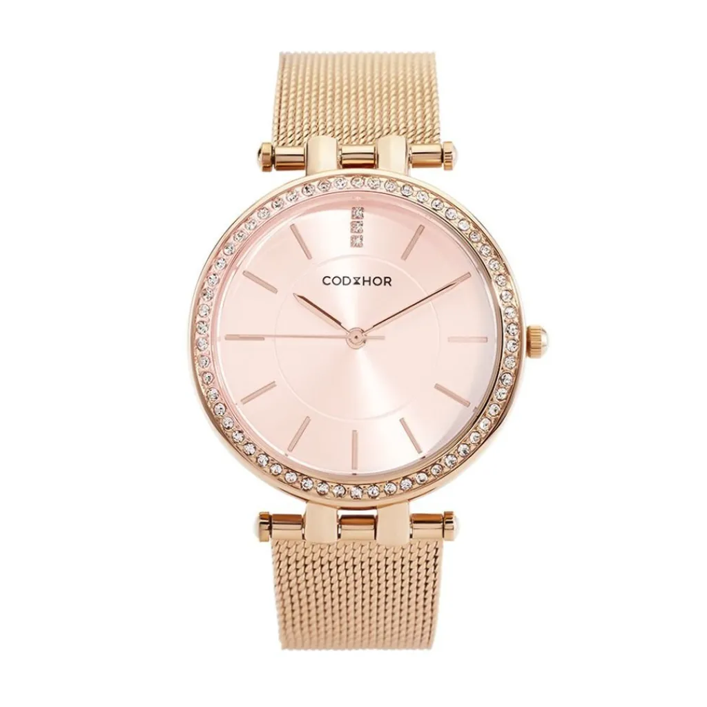 CODHOR Montre Celinia Doré Rose cadran doré rose fond doré rose bracelet acier doré rose Best