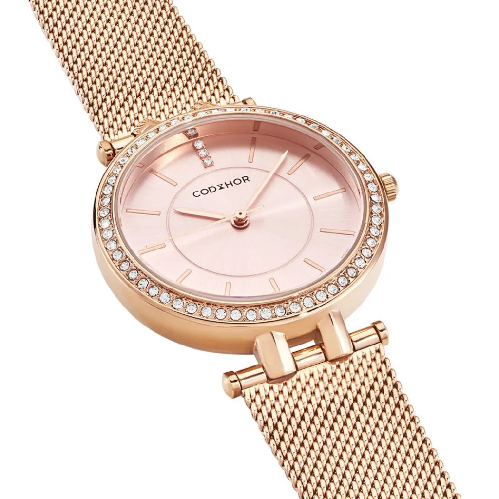 CODHOR Montre Celinia Doré Rose cadran doré rose fond doré rose bracelet acier doré rose Best