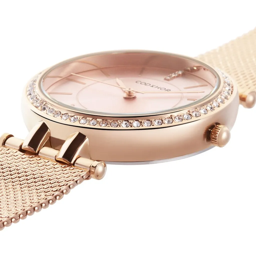 CODHOR Montre Celinia Doré Rose cadran doré rose fond doré rose bracelet acier doré rose Best