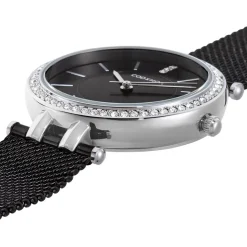 CODHOR Montre Celinia Noir cadran argenté fond noir bracelet acier noir Discount