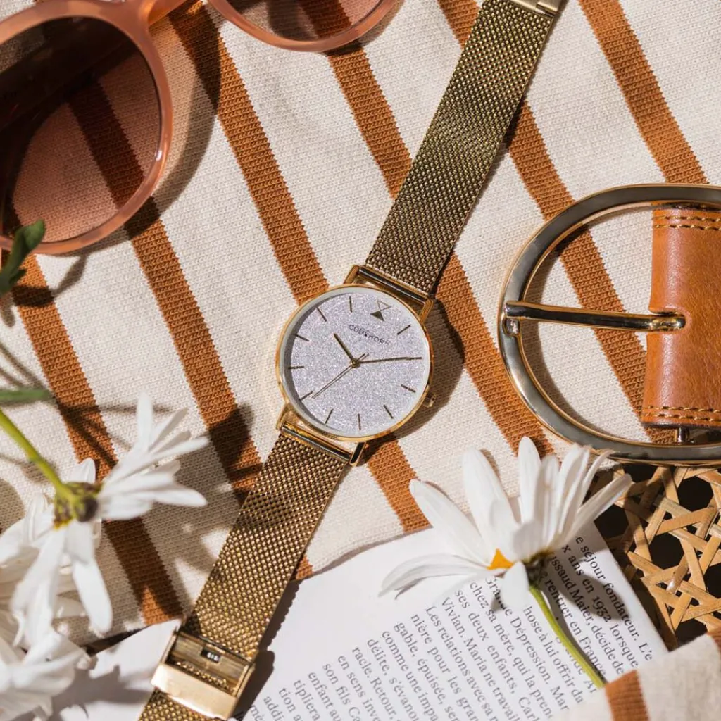 CODHOR Montre Cindy Argenté cadran doré fond argenté bracelet acier doré Online