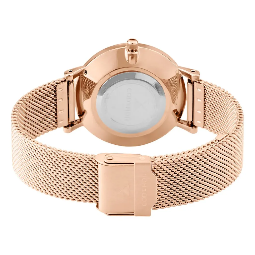 CODHOR Montre Cindy Argenté cadran doré rose fond argenté bracelet acier doré Best