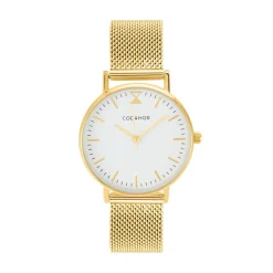 CODHOR Montre Cindy Blanc cadran doré fond blanc bracelet acier doré Best