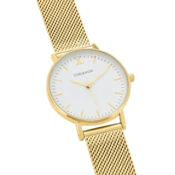 CODHOR Montre Cindy Blanc cadran doré fond blanc bracelet acier doré Best