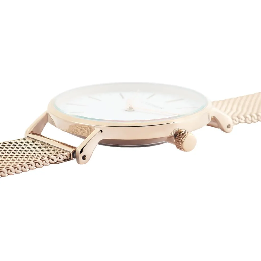 CODHOR Montre Cindy Blanc cadran doré rose fond blanc bracelet acier doré New