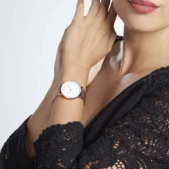 CODHOR Montre Cindy Blanc cadran doré rose fond blanc bracelet acier doré New