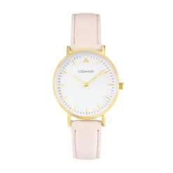 CODHOR Montre Cindy Blanc cadran doré fond blanc bracelet synthétique rose Discount