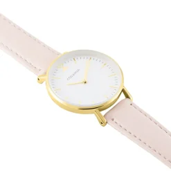 CODHOR Montre Cindy Blanc cadran doré fond blanc bracelet synthétique rose Discount