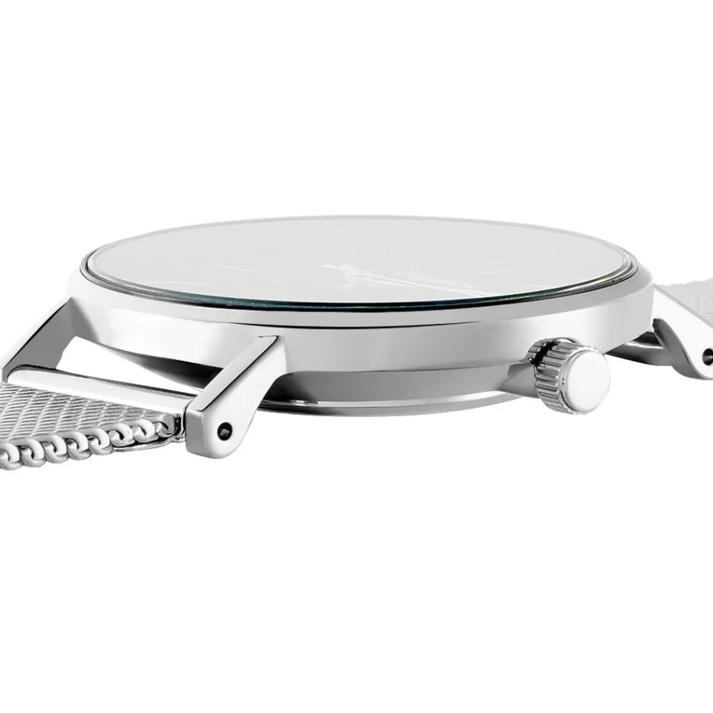 CODHOR Montre Cindy Noir cadran argenté fond noir bracelet acier argenté New