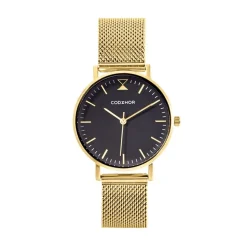 CODHOR Montre Cindy Noir cadran doré fond noir bracelet acier doré