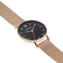 CODHOR Montre Cindy Noir cadran doré rose fond noir bracelet acier doré Outlet