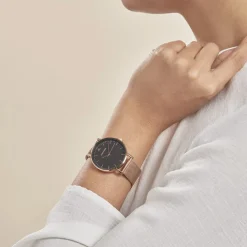 CODHOR Montre Cindy Noir cadran doré rose fond noir bracelet acier doré Outlet